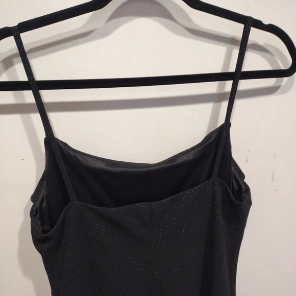 Karina Nites Black Sparkle Y2K Formal Black Maxi Dress Sz 10P-Fairy Whimsy Goth - Picture 5 of 9